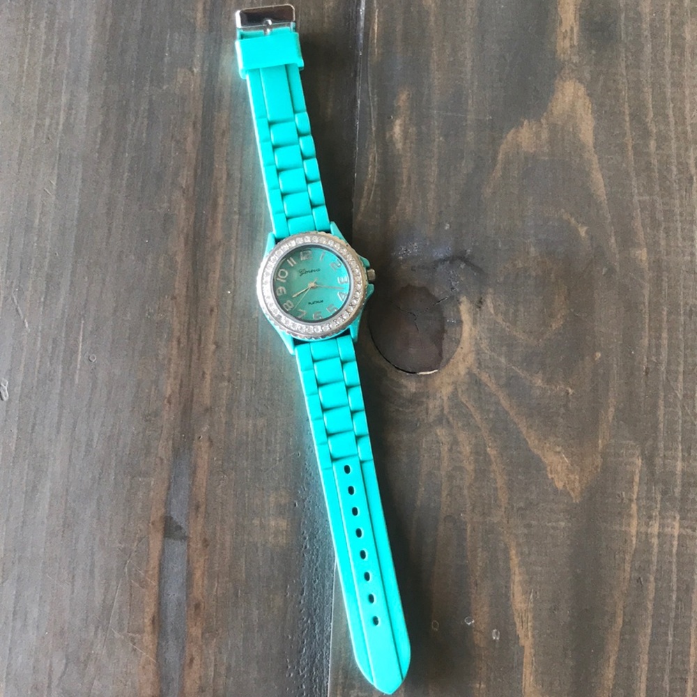 Teal Rubber Geneva Watch